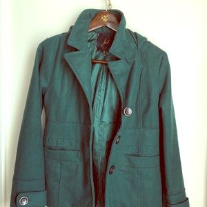 Gorgeous green hooded blazer pea coat